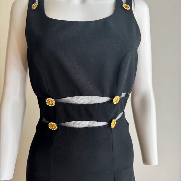 Vintage 90s Black Gold Accents 90s Designer Inspired Gown 6 - Picture 5 of 9